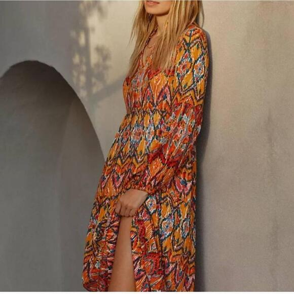 Anthropologie Maeve Tamarind Tiered Maxi Dress Multicolor Size Large - Picture 2 of 8